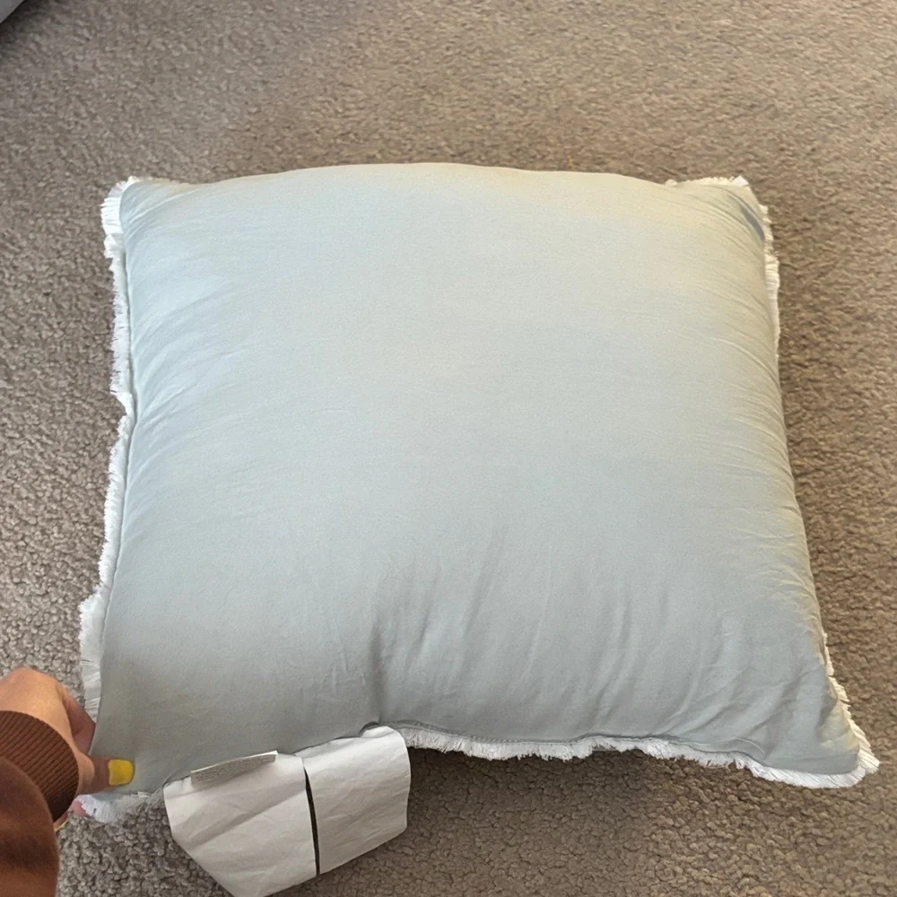 Light Green Throw Pillow with Fringe